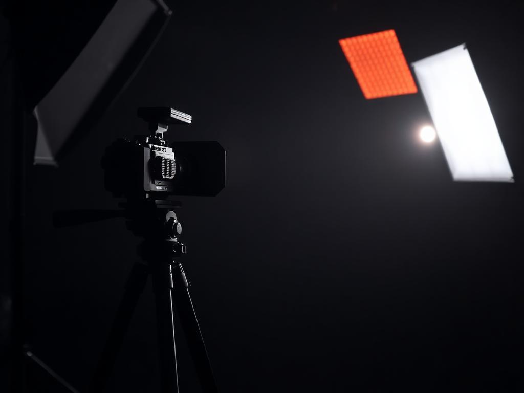 Estúdio da Fan Studios com câmera de cinema e iluminação