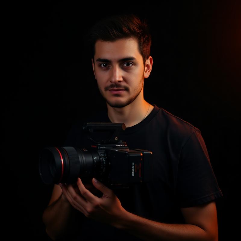 Yuri Fandangos, sócio da Fan Studios, com câmera de cinema
